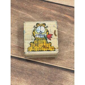 RUBBER STAMPEDE A305C CATSANOVA WOOD RUBBER STAMP GARFIELD W ROSE CAT VALENTINE